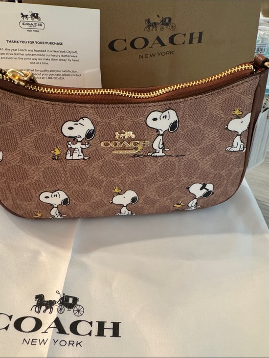 Coach Handbags - Coach Brown Snoopy Print Signature Canvas purse, 2 straps